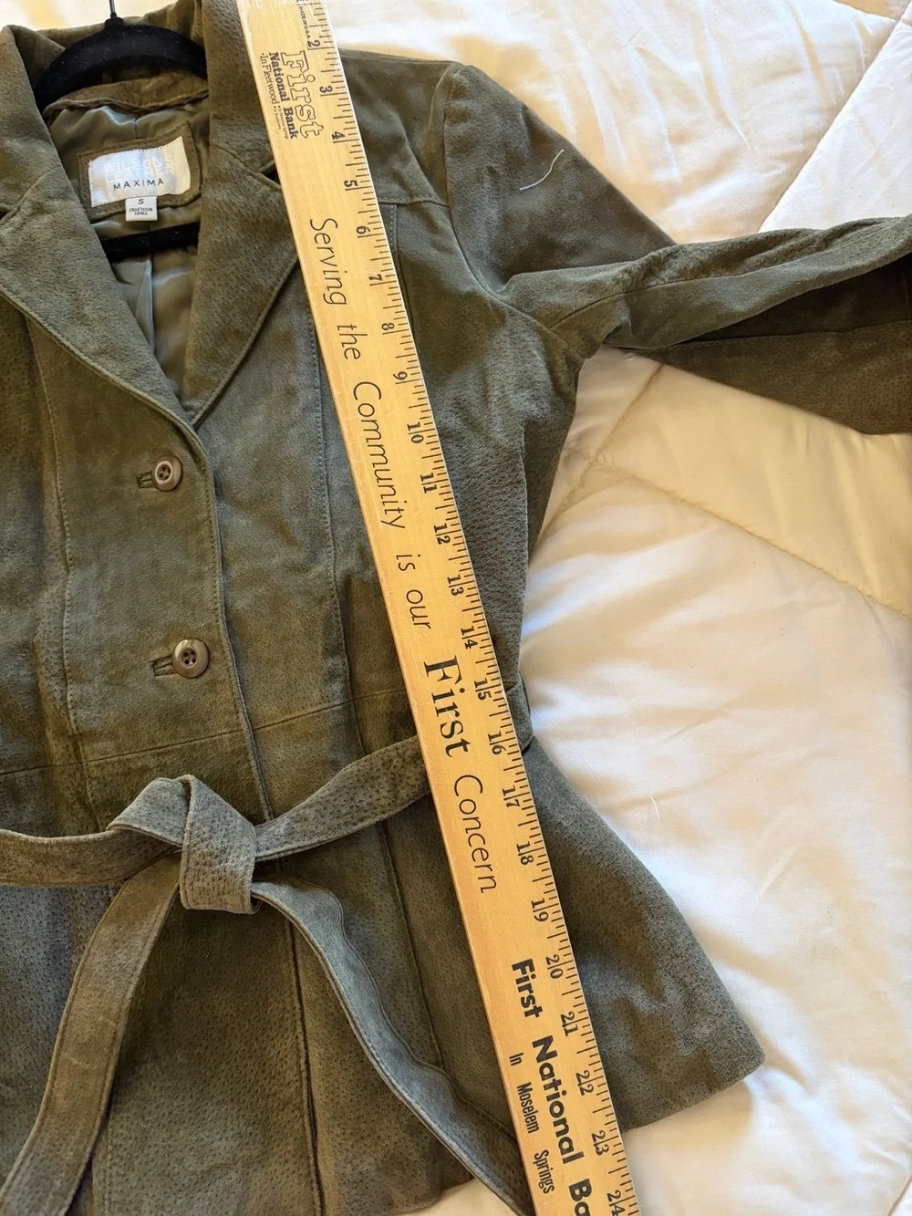Vintage Wilson’s Leather Dark Olive Green Leather Suede Coat. NTN. Size S - Picture 10 of 12